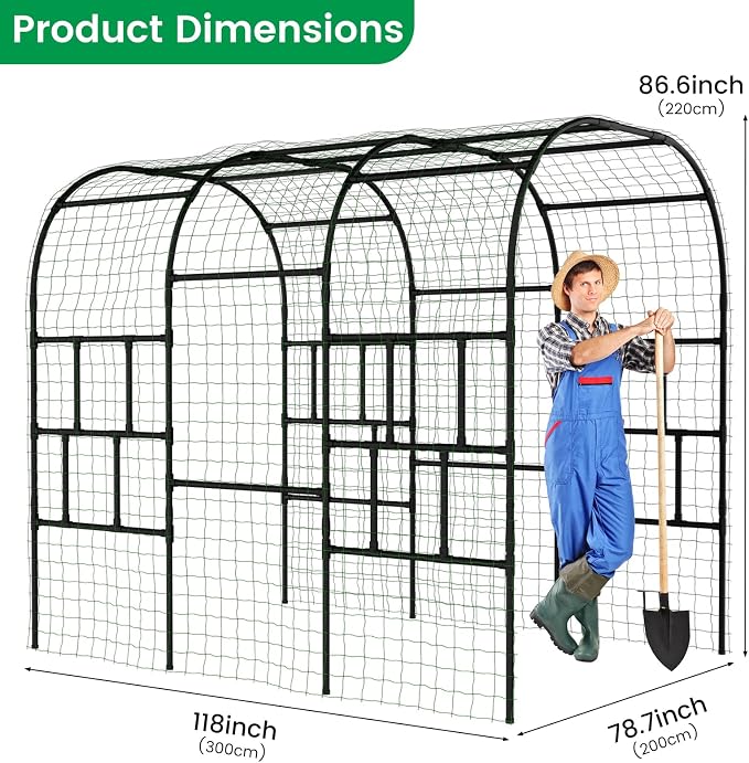 SUNYRISY 118" x 80" x 87" Extra Large Garden Arch Trellis for Climbing Plants Outdoor, Tall Archway Garden Gazebo Heavy Duty Metal Plant Support Outdoor for Grape Vine Cucumber Flower