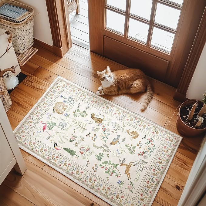 Machine Washable Throw Rugs for Entryway: Door Mat Indoor Entrance 2x3 Rug Small Area Rug Non-Slip Low Pile Kitchen Rugs for Entrance Front Door Indoor Entry Bedside Living Room