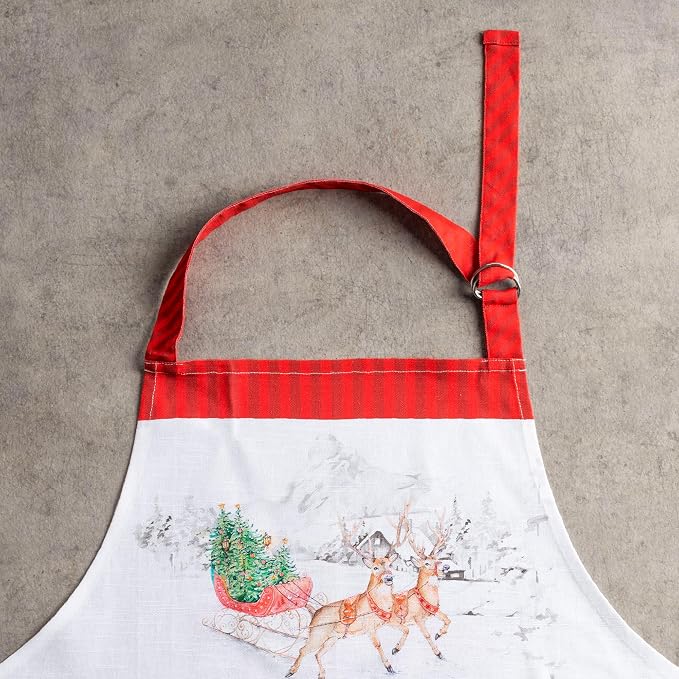 Maison d' Hermine Aprons for women with Pocket 100% Cotton (27.50"x31.50") | Adjustable Neck Strap & long ties Apron Men Chef Wedding Cooking Gardening Server Maid