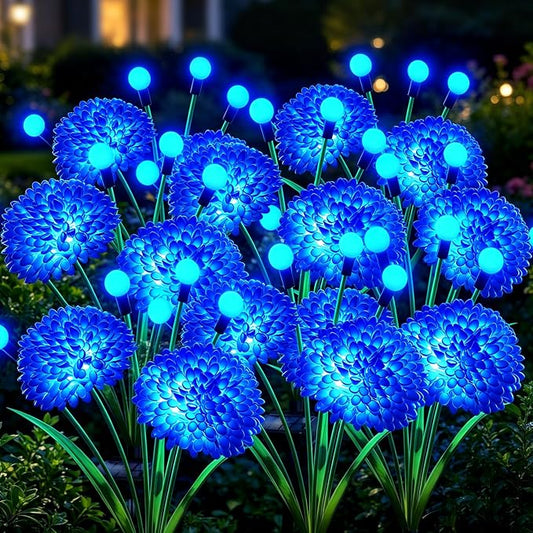Solar Garden Lights, 8 Pack Blue Solar Swaying Firefly Lights With Flowers, Waterproof Blue Flowers Light Outdoor for Garden Patio Yard Pathway Fall Decoration, Gifts for Women Mother's Day