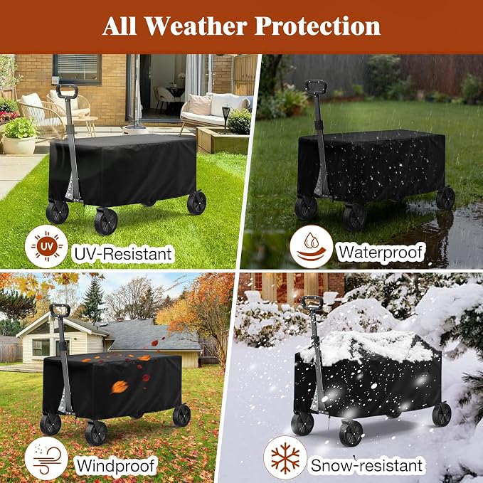 TheElves Garden Cart Cover, Outdoor Garden Wagon Covers Waterproof Heavy Duty for Gorilla Carts Steel Utility Cart 9 Cu Ft 1200 lbs - 54x31x28 inch