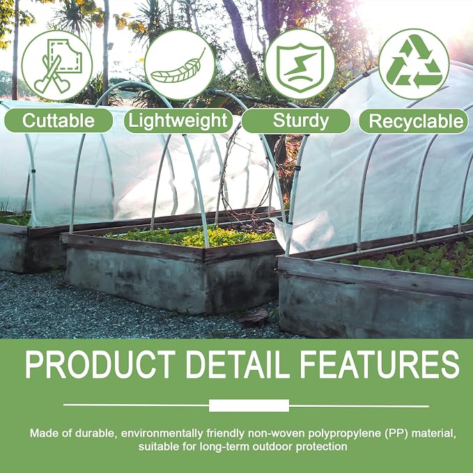 Plant Covers Freeze & Sun Protection, 10x33ft Thickened Reusable Frost Blanket, Non-Woven Row Cover Garden Fabric for Winter Frost, Cold Weather,and Sun Protection for Outdoor Plants, Vegetables