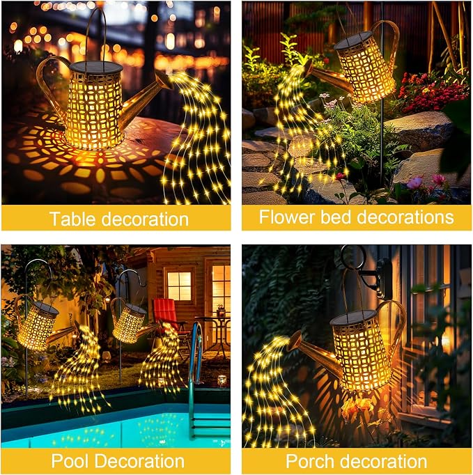 Solar Watering Can Lights, Unique Gifts for Mothers Day Women Mom Grandma Birthday, Waterproof Outdoor Garden Decor Large Hanging Solar Lanterns Garden Lights for Patio Porch Yard Flowerbed Pathway