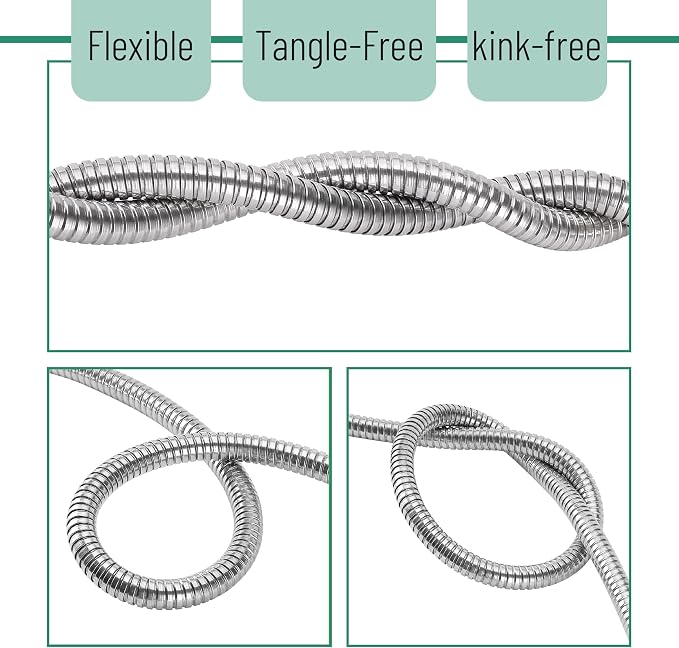 UNCO- Stainless Steel Metal Hose with 10 Functions Spray Nozzle, 75 ft, No Kink, Metal Garden Hose