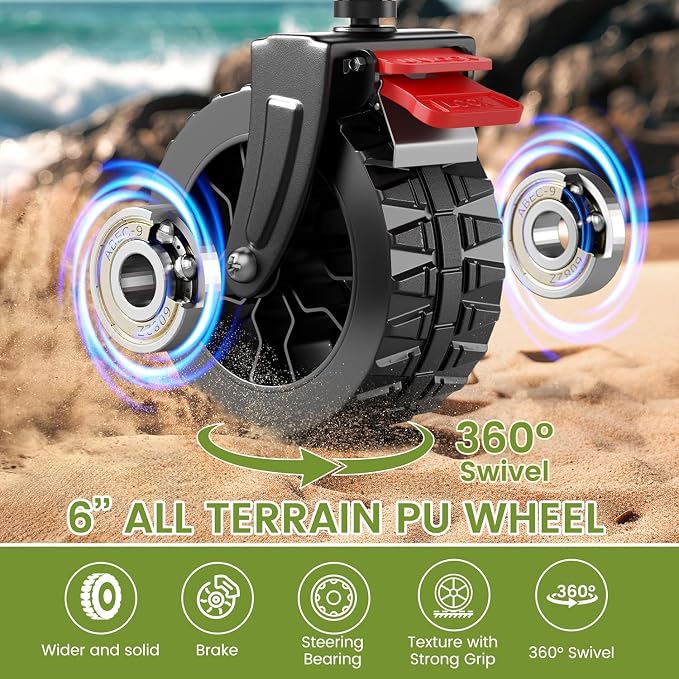 Blomoba Collapsible Wagon Cart, 150L Heavy Duty Foldable Beach Wagon with Wider Wheels & Auto-Rebound Handle, Utility Grocery Shopping Cart for Garden, Shopping, Camping, Sports, Black
