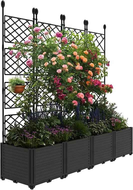 Planter Box WithTrellis,Planter Box for Climbing Plants/Vines,50x63In Garden Trellis,for Vegetables Flower, Planter Box for Backyard Patio Balcon