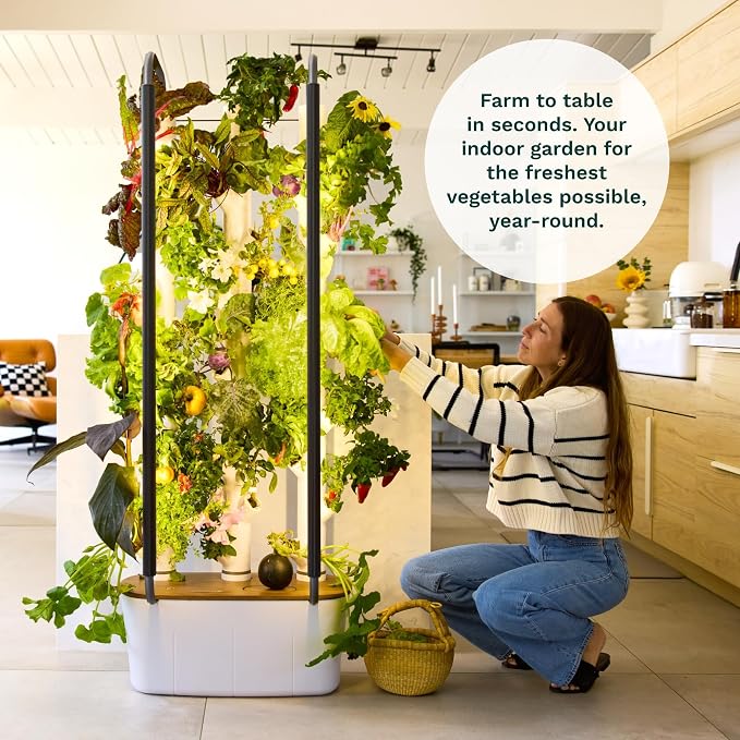 Gardyn Home 4 Vertical Hydroponics Growing System Kit - 30 Plants | AI-Powered Smart Garden with LED Grow Lights. Grow pesticide-free, non-GMO greens & veggies at home—safe, recall-free