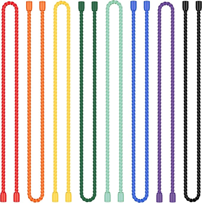 8PCS 18-Inch Silicone Cable Ties, Bendable Rubber Twist Ties, Reusable Twist Ties for Cords, gear ties for Organizing, Bundling (Multicolor)