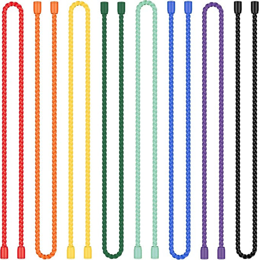 8PCS 18-Inch Silicone Cable Ties, Bendable Rubber Twist Ties, Reusable Twist Ties for Cords, gear ties for Organizing, Bundling (Multicolor)