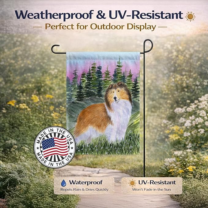 Caroline's Treasures SS8321GF Sheltie Garden Flag Mailbox Flag Decorative Yard Flag Banner Outside Patio Artwork Yard Flower Beds, Garden Size, Multicolor