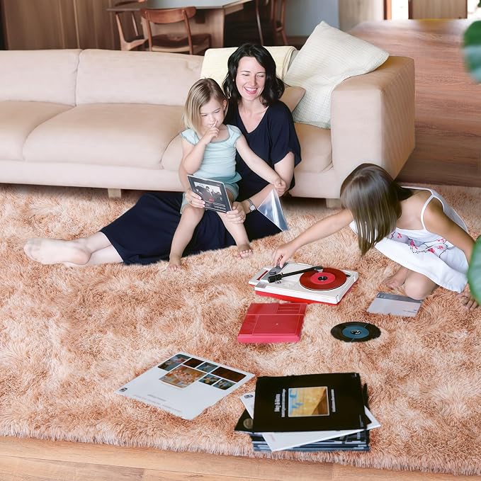 Large Area Rugs 9x12 Living Room, Ultra Fluffy Fuzzy Shag Rug for Bedroom, Modern Plush Soft High Pile Upgrade Non-Slip Carpet for Kids Girls and Boys Room Dorms Decor, Tie-Dyed Beige
