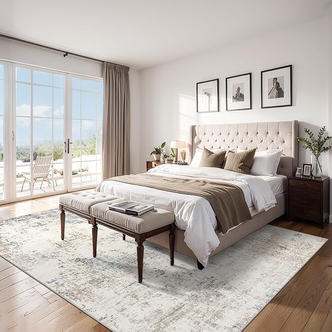 PLHXFR 10x14 Area Rug Living Room: Modern Abstract Washable Carpet Multi | For Bedroom Dining Room Farmhouse Nursery Home,Machine washable,Non Slip,Large Soft Neutral,Stain Resistant, Indoor Floor