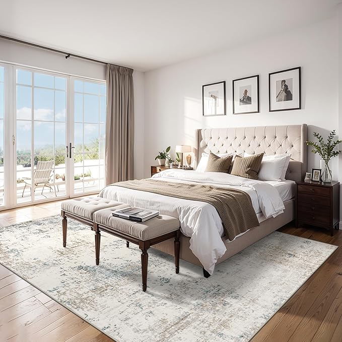 PLHXFR Area Rug Living Room: 5x7 Modern Abstract Washable Carpet Multi | For Bedroom Dining Room Farmhouse Nursery Home,Machine washable,Non Slip,Large Soft Neutral,Stain Resistant, Indoor Floor