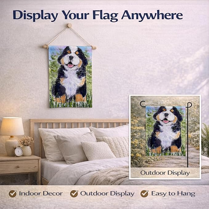 Caroline's Treasures SS8750GF Bernese Mountain Dog Garden Flag Mailbox Flag Decorative Yard Flag Banner Outside Patio Artwork Yard Flower Beds, Garden Size, Multicolor