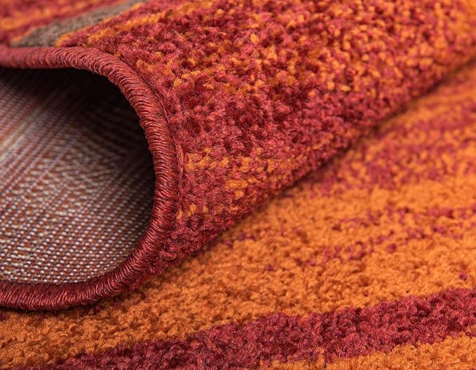 Unique Loom Autumn Collection Modern Contemporary Casual Abstract Area Rug (Terracotta/ Burgundy Border, 2 x 3 ft Rectangular)