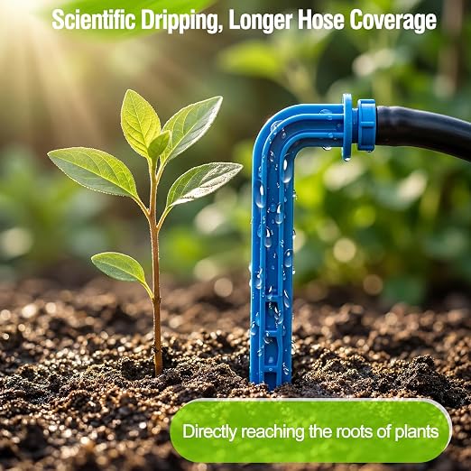Automatic Drip Irrigation Kit System - 33FT Tubing, Filter, 10 Tee Fittings & 10 Drippers for Potted Plants