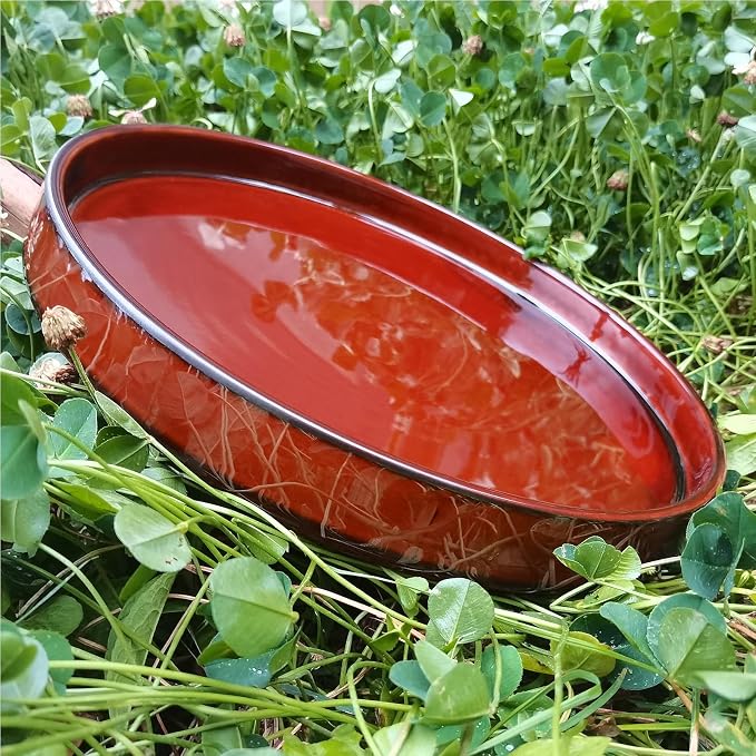Ceramic Plant Saucer 12 Inch, Round Plant Trays for Indoors/Outdoors, Flower Pot Saucers for Holding Water Drips and Soil, Ceramic Drainage Tray for Plant Pot (Reactive Glaze Brown)