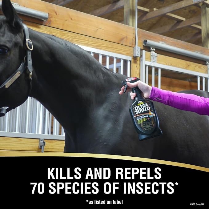 Absorbine UltraShield EX Combo 32oz Sprayer + 128oz Refill Insecticide, Kills & Repels Flies, Mosquitoes, Ticks, Fleas, Lice, Use on Horses, Dogs, Premises
