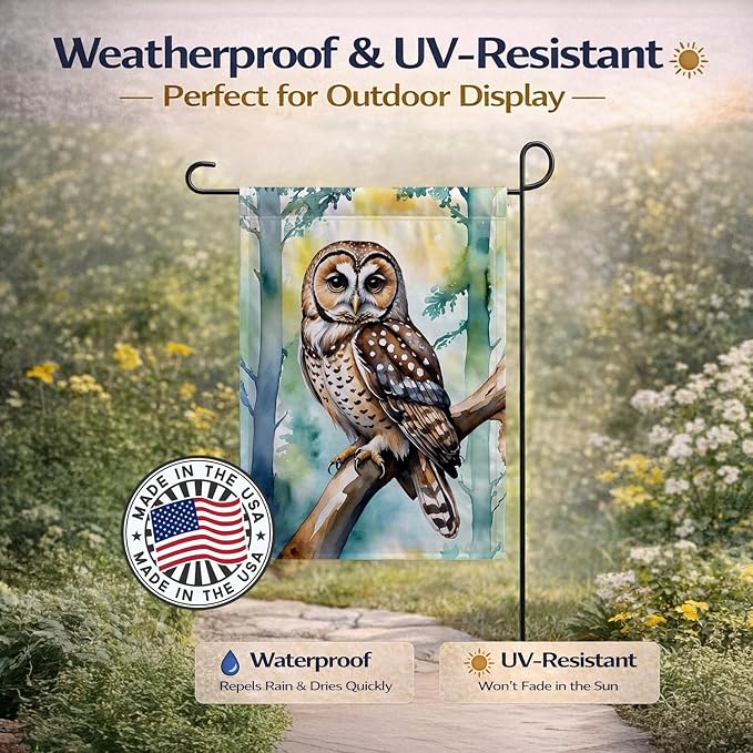 Caroline's Treasures Spotted Owl Garden Flag Mailbox Flag Decorative Yard Flag Banner Outside Patio Artwork Yard Flower Beds, Garden Size, Multicolor