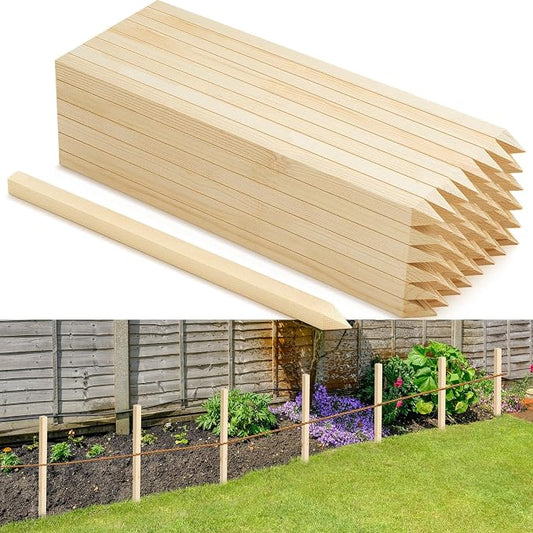 Colingmill 48 Pieces Wooden Garden Stakes 18 x 0.75 Inch Grade and Survey Stakes Wooden Garden and Sign Posts for Plant Support Silt Fence Yard Farm Survey Boundaries Baselines
