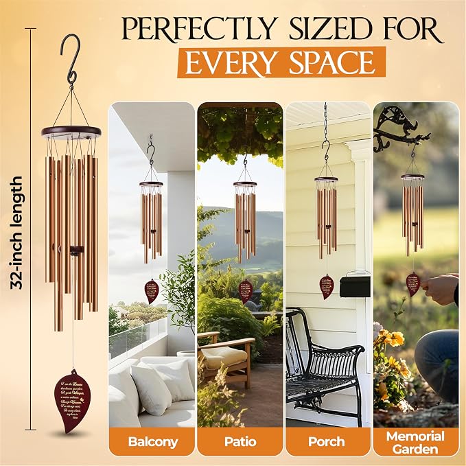 32 Inch Memorial Wind Chimes Outdoor, Sympathy Gifts for Loss of Loved One, Memorial Gifts for Loss of Mom, Sympathy Wind Chimes for Mother, Father, Brother, Sister