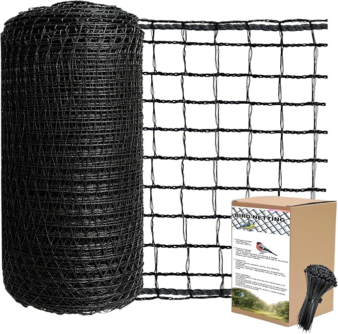 10x10 ft Bird Netting, 1/2-inch Square Mesh – Garden Netting Animal Barrier for Vegetables, Fruit Trees, Blueberry Bushes, Strawberries – Protects Against Birds, Deer, Chickens, Squirrels