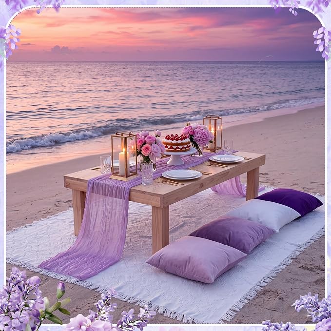 Moukeren 10 Pcs 71''x102'' Extra Large White Outdoor Boho Picnic Blanket with Table Runner and 8 Throw Pillow Covers Oversized Washable Portable Beach Blanket for Picnic Camp Lawn Wedding