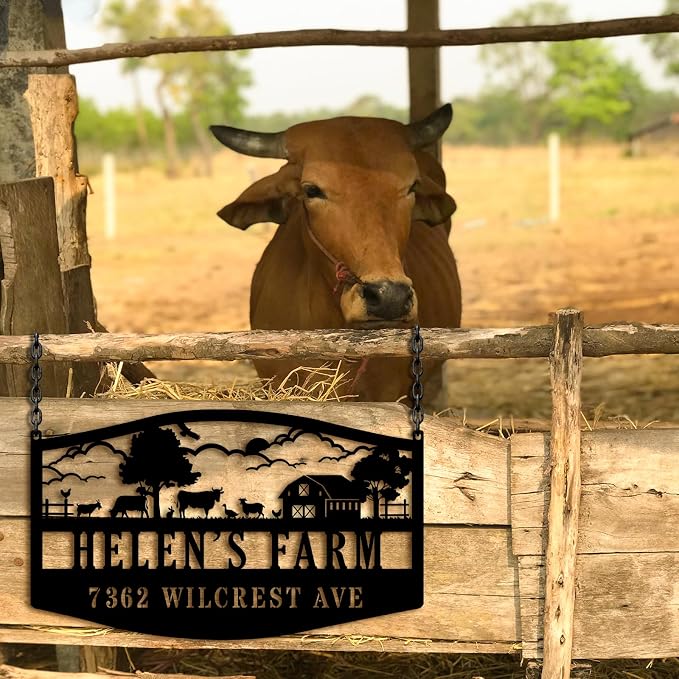 Personalized Metal Farm Sign, Personalized Outdoor Ranch Name Sign, Family Name Sign, Custom Large Outdoor Metal Sign, Metal Hanging Farm Signs, Farmhouse Decor