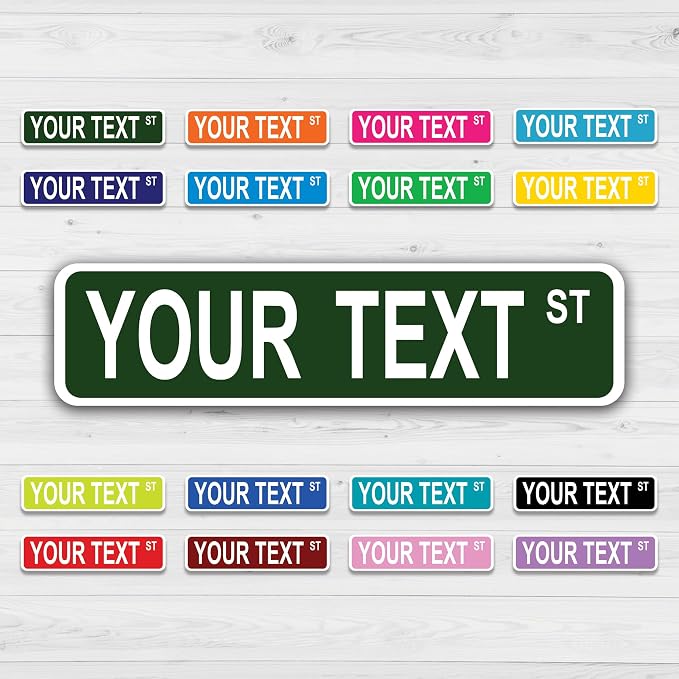 Personalized Street Sign & Road Sign for Kids. Custom Street Sign 12x3 in metal, with Your Own Custom Text, Size & Color. Ideal for Kids Room, Mancave Decor for Dad or mom outdoor garden