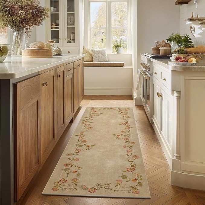 2x6 Washable Runner Rugs for Entryway: Kitchen Rugs Non Slip Backing Stain Resistant Low Pile Soft Indoor Floor Carpet Runners for Hallways Bedroom Kitchen Laundry Room Farmhouse Indoor