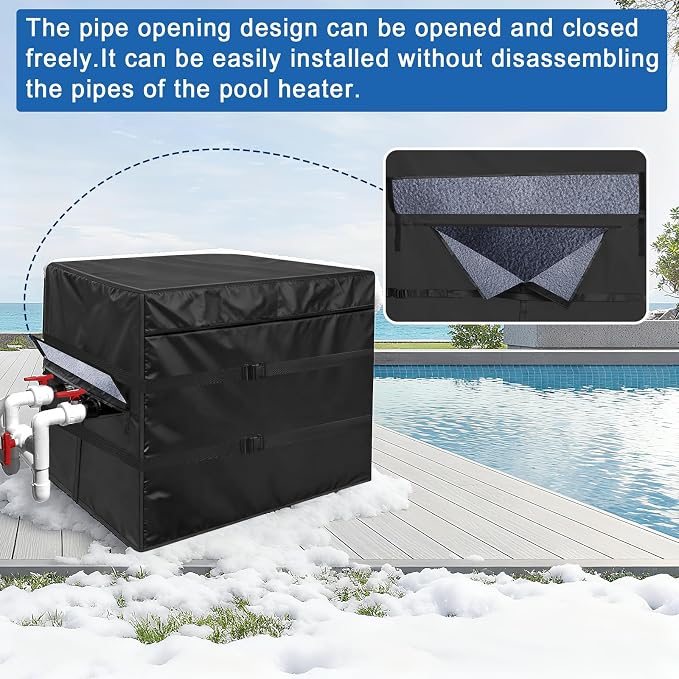Pool Heater Cover for Hayward，1800D Insulation Material Pool Heater Winter Cover,with Plush Lining Pool Heater Cover for Outside Units Waterproof 40" L X 34" W X31 H