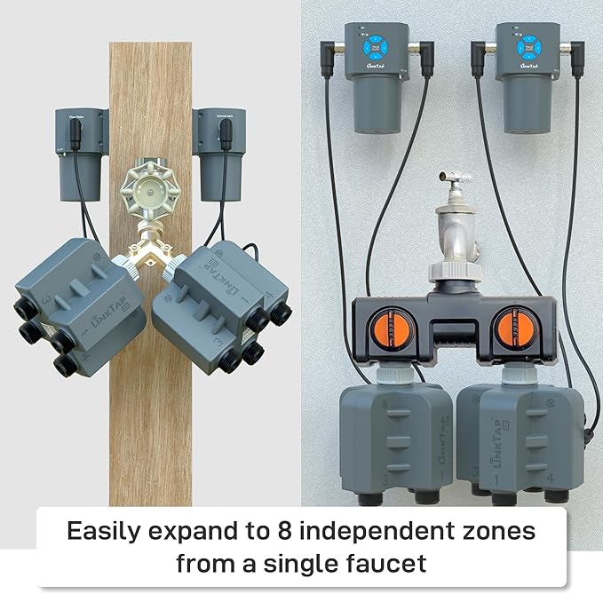 LinkTap Q1 4-Port Smart Water Timer | Requires Gateway | 4 Separate Outlets, Intelligent Irrigation System Controller, Equals 4 G2S or 2 D1 Sprinkler Timers, Mesh Network for Garden/Yard