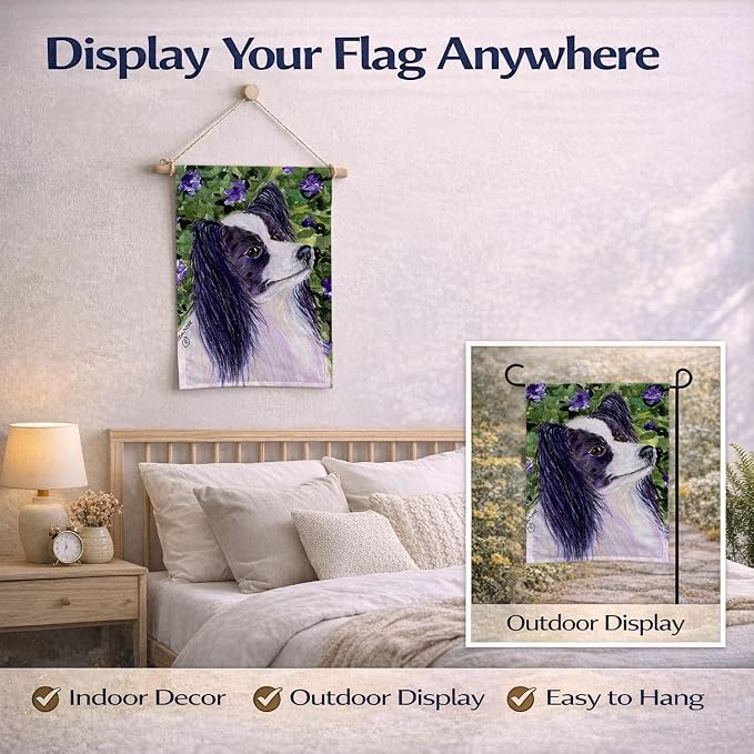 Caroline's Treasures SS8896GF Papillon Garden Flag Mailbox Flag Decorative Yard Flag Banner Outside Patio Artwork Yard Flower Beds, Garden Size, Multicolor