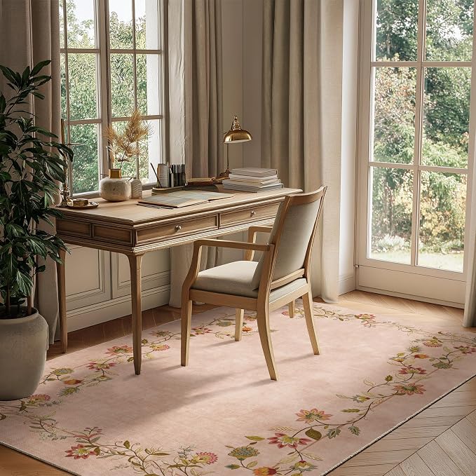 4x6 Washable Area Rugs for Entryway: Small Rug Non Slip Stain Resistant Low Pile Ultra Soft Faux Wool Throw Rugs for Bedroom Living Room Kitchen Bathroom Front Door Indoor Entry Farmhuse Home Office