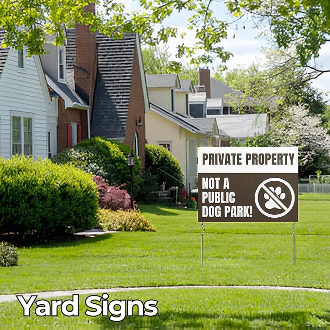 Private Property – Not a Public Dog Park! Yard Sign by DC | 24"x18" Double Sided Pets Garden Sign with 13” Metal Stakes | Outdoor Signs Waterproof for Lawn, Patio, Sidewalk & House | Set of 1