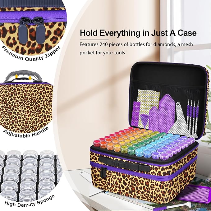 ZORETCO Diamond Art Storage - 240 Containers Diamond Art Kits for Adults | Diamond Painting Storage Case with Tools, Portable Bead Organizer Box for Diamond Painting Accessories, Art Supplies