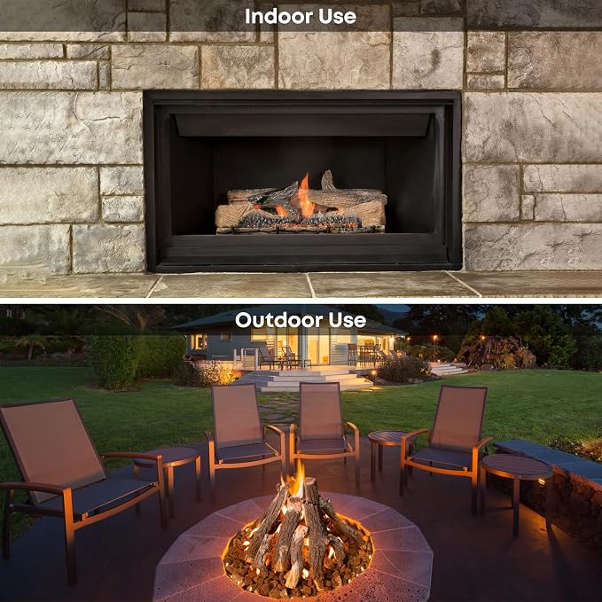 Stanbroil Large Ceramic Gas Logs, 10 Piece Set of Decoration Ceramic Wood Logs for All Types of Ventless, Gel, Ethanol, Electric, Gas Inserts, Propane, Indoor or Outdoor Fireplaces & Fire Pits