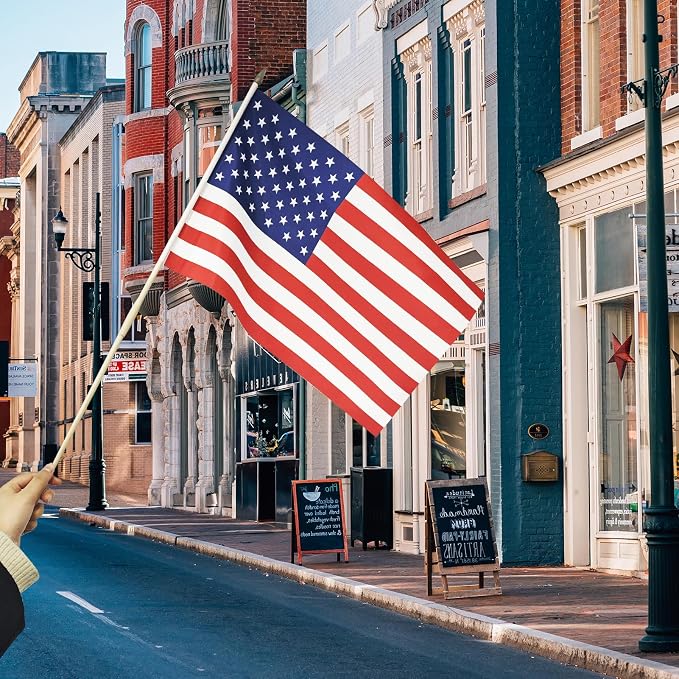 12x18 Inch American Flags on Stick - Patriotic American Flags for Outside, USA Stick Flag Perfect for Independence Day, Memorial Day, 4th of July Decorations (100)