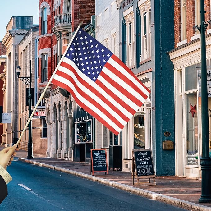 12x18 Inch American Flags on Stick - Patriotic American Flags for Outside, USA Stick Flag Perfect for Independence Day, Memorial Day, 4th of July Decorations (12)