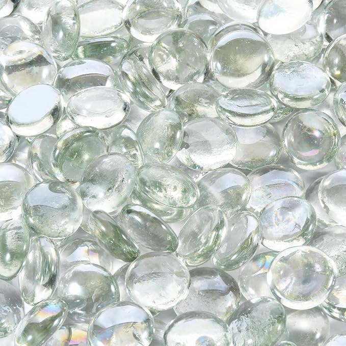 20 Pounds Firepit Glass, 3/4 Inch Glass Beads, Rocks for Fire Pit Table, Fireplace and Fire Bowl, Crystal Luster Firepit Rocks
