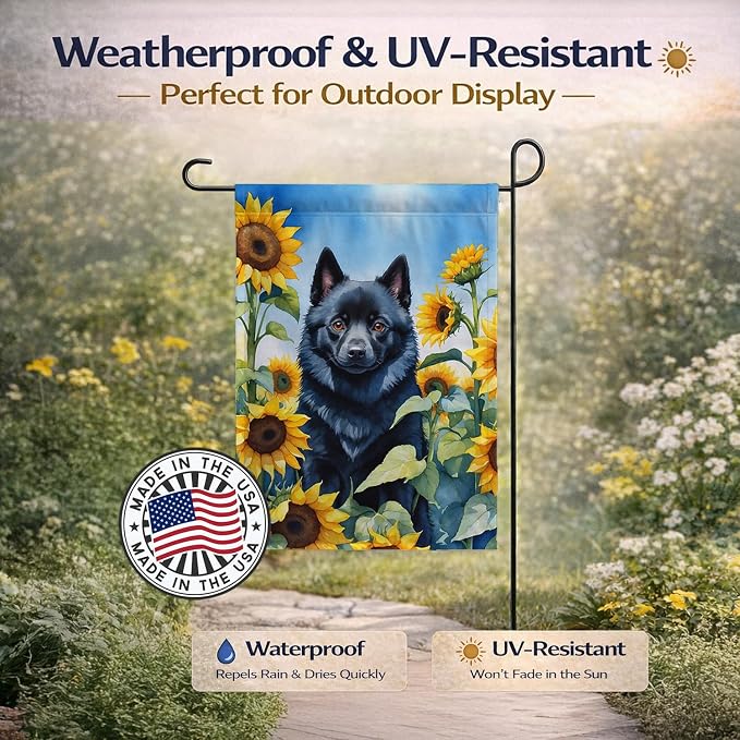 Caroline's Treasures DAC6155GF Schipperke in Sunflowers Garden Flag Mailbox Flag Decorative Yard Flag Banner Outside Patio Artwork Yard Flower Beds, Garden Size, Multicolor