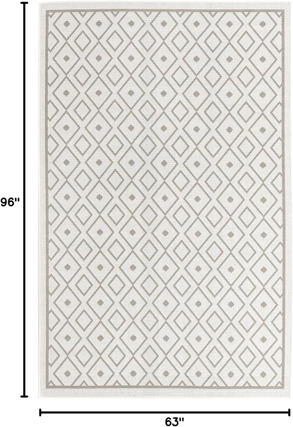 Unique Loom Outdoor Trellis Collection Area Rug - Kafes (5' 3" x 8' Rectangle, Ivory/ Gray)