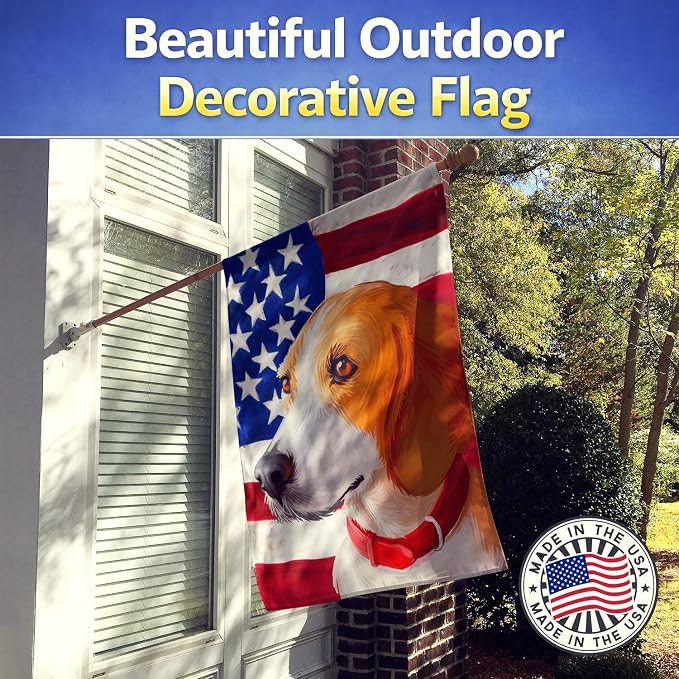 Caroline's Treasures CK6558CHF Harrier Dog American Flag House Flag Large Porch Sleeve Pole Decorative Outside Yard Banner Artwork Wall Hanging, Polyester, House Size, Multicolor