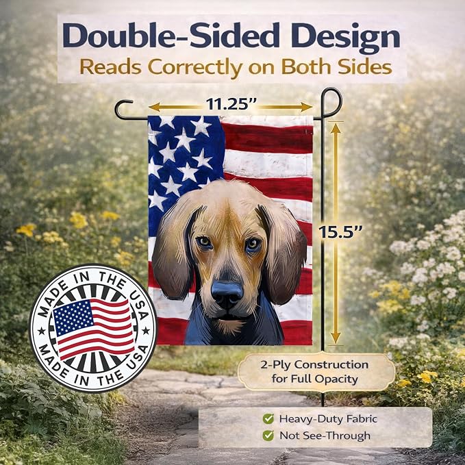 Caroline's Treasures CK6589GF Kerry Beagle American Flag Garden Flag Mailbox Flag Decorative Yard Flag Banner Outside Patio Artwork Yard Flower Beds, Garden Size, Multicolor