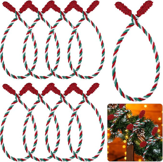 Zhengmy 8 Pcs 20 Inches Christmas Garland Ties Christmas Decorative Twist Ties for Banister Reusable and Flexible Twist for Xmas Home Decorations Holiday Craft Wrapping (Red Green White)