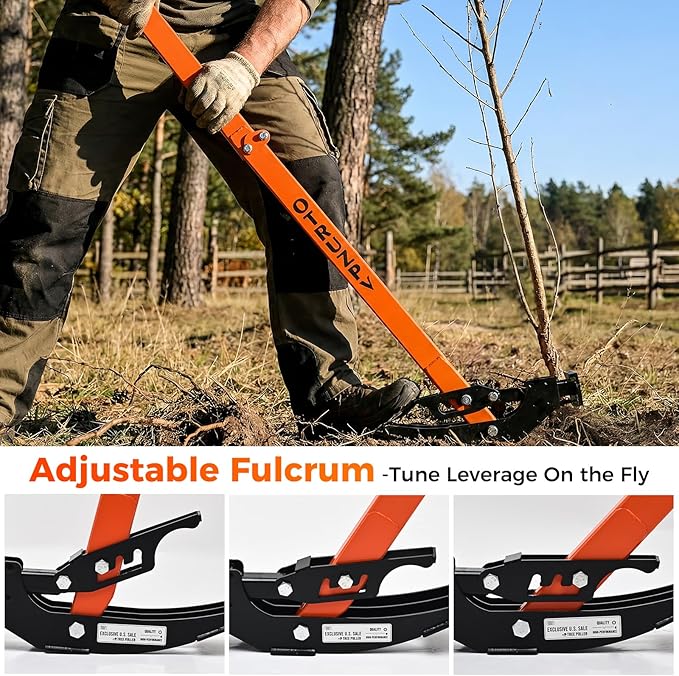 Heavy-Duty Sapling Puller Tool, High-Leverage Tree Puller for 1/4" to 2" Roots, Manual Root Remover for Shrubs, Vines and Thorns, Effort-Saving Weed Puller for Garden, Farm and Landscaping