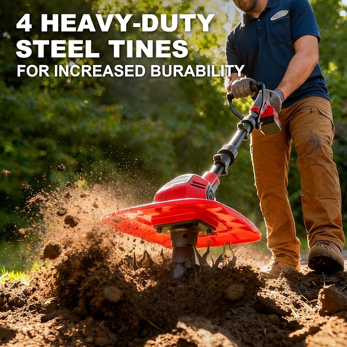 Cordless Tiller Cultivator 9-Inch Width 7-Inch Depth, Compatible with Milwaukee 18V, Battery Powered Garden Cultivator for Garden Flower beds, Tool Only-Battery & Charger not Included