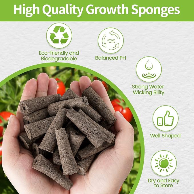 Grow Sponges, Replacement Root Growth Sponges Seed Pods Compatible with AeroGarden, Seedling Starter Sponges Kit for Hydroponic Indoor Garden System (40pcs Set)