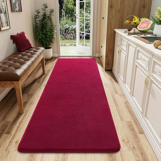 AROGAN 2x6 Runner Rug for Hallway, Long Runner Rugs Non Slip, Wine Red | Soft Washable Memory Foam Carpet for Bedroom, Non Slip Backing Runners Rug for Hallways, Kitchen, Bathroom, Entryway Home