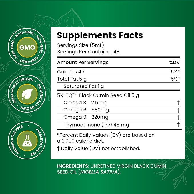 Amazing Herbs Premium Black Seed Oil - Cold Pressed Nigella Sativa Aids in Digestive Health, Immune Support, Brain Function, Joint Mobility, Gluten Free, Non GMO - 4 Fl Oz